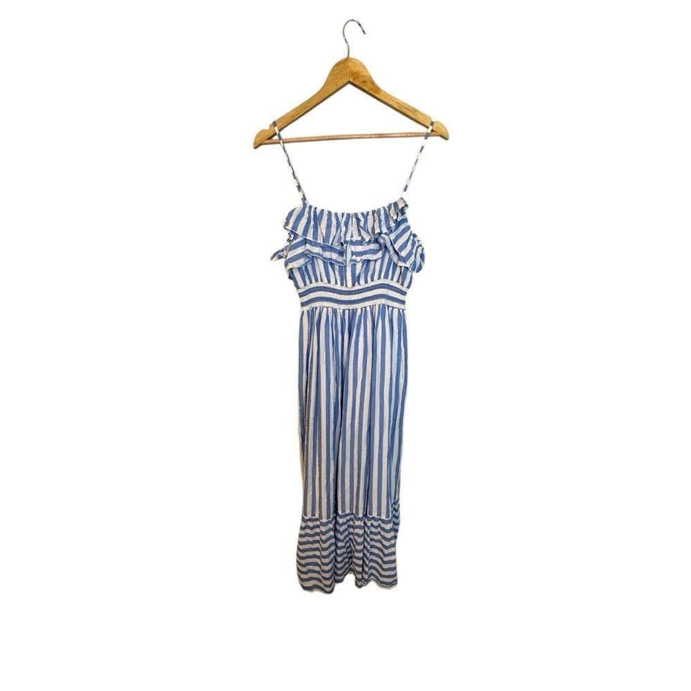 Vineyard Vines Blue White Stripe Midi Dress Size M - Picture 3 of 7